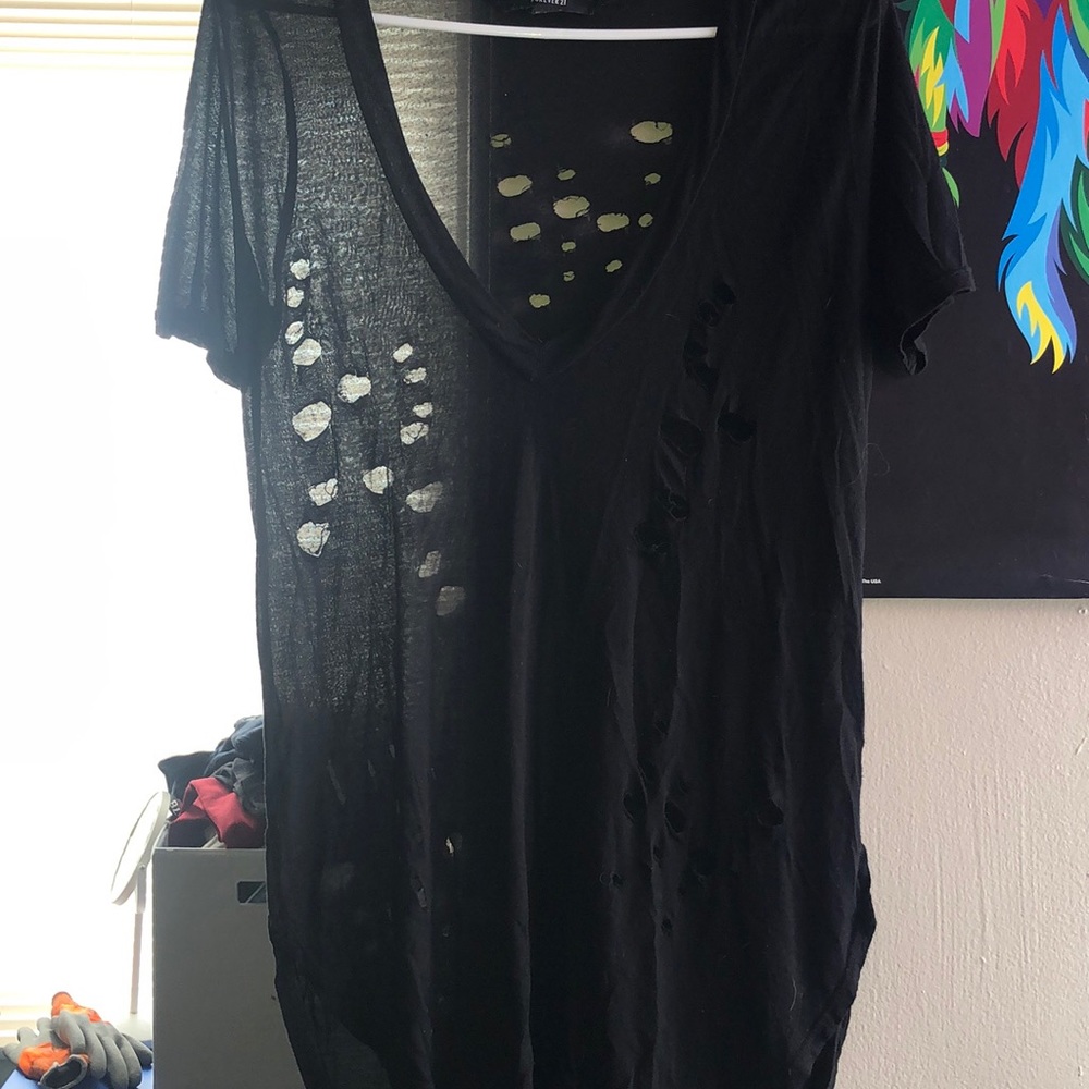 Overly distressed black v-neck!